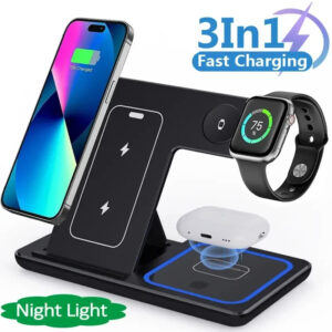 3-in-1 Foldable 15W LED Fast Wireless Charging Station